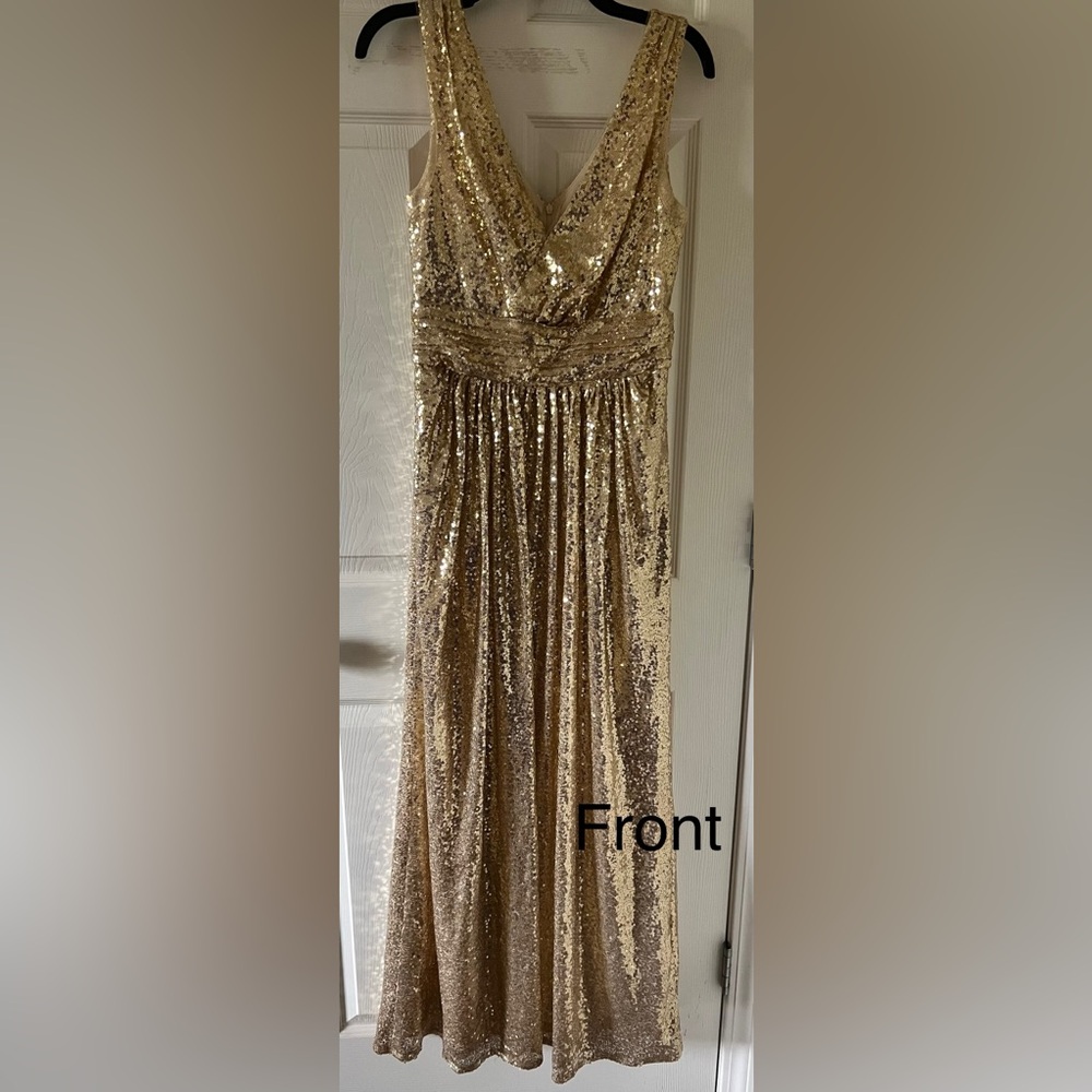 Kate Kasin Gold Formal Sequin Long Dress